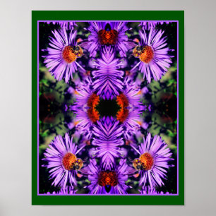 Honey Bee On Purple Aster Flower Abstract Poster