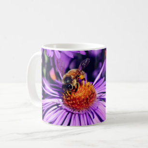 Honey Bee On Purple Aster Flower Personalised Coffee Mug