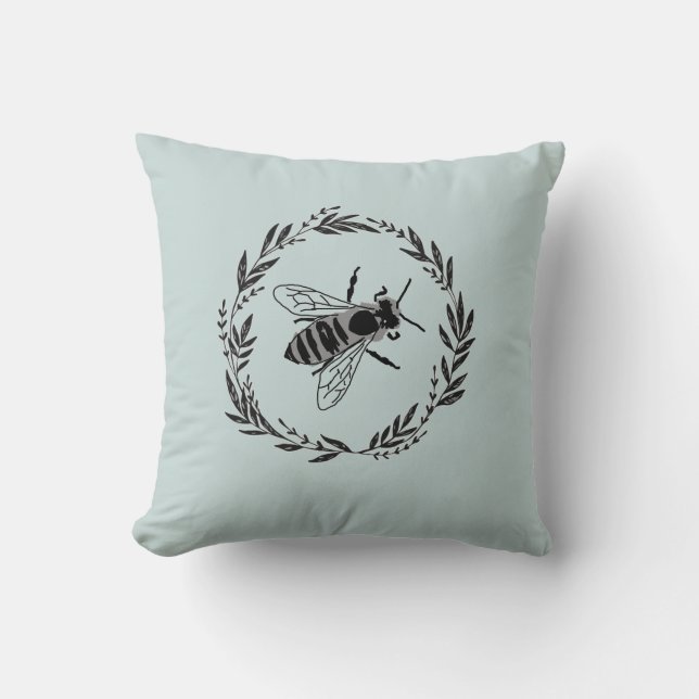 Honey Bee Painting Bee Illustration Throw Pillow (Front)