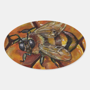 Honey Bee Painting Oval Sticker