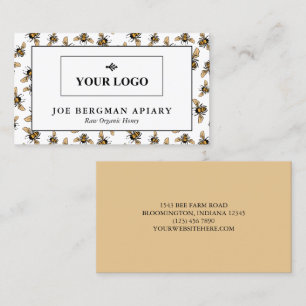 Honey Bee Pattern Your Apiary Logo  Business Card