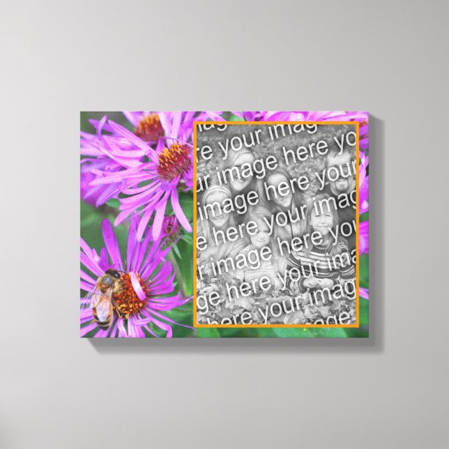 Honey Bee Pink Aster Flower Create Your Own Photo  Canvas Print (Front)