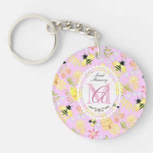 Honey Bee Pink Key Ring