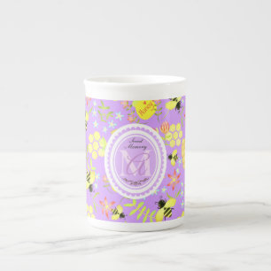 Honey Bee Purple Bone China Mug