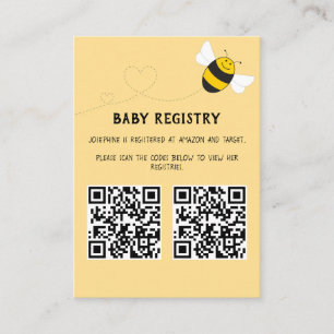 Honey Bee QR Code Baby Registry Enclosure Card