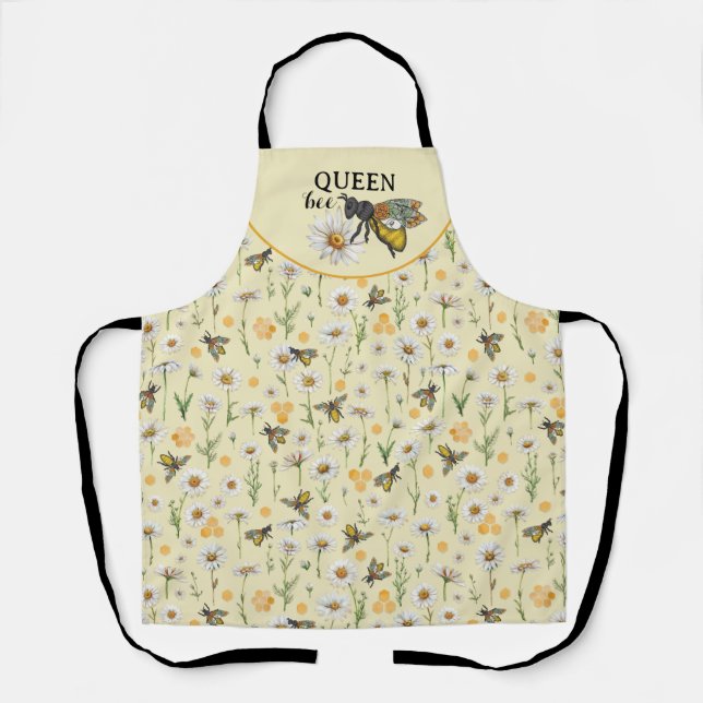Honey Bee Queen Bee Floral Apron | Honeycomb Baby  (Front)