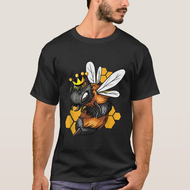 Honey Bee Queen With Crown Beekeeper T-Shirt (Front)