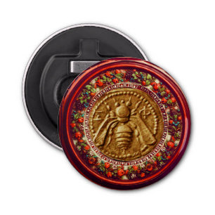 HONEY BEE / RED GREEN FLORENTINE FLORAL CROWN BOTTLE OPENER