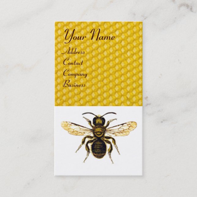 HONEY BEE RED WAX SEAL MONOGRAM BEEKEEPER,Eggshell Business Card (Front)
