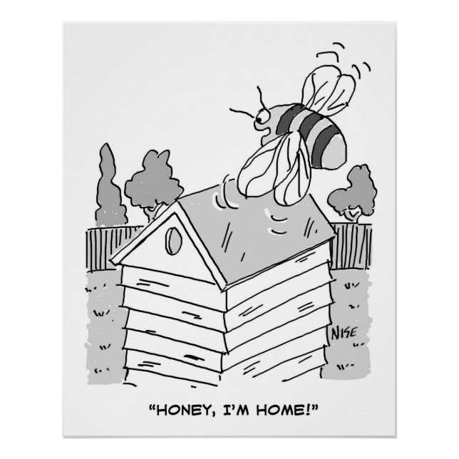 Honey Bee Returns to its Beehive. Beekeeping Poster (Front)