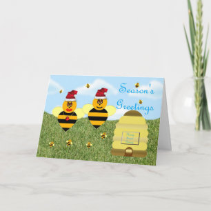 Honey bee season's greetings honey bee apiary buzz holiday card