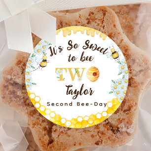 Honey Bee Second Bee-day Birthday  Classic Round Sticker