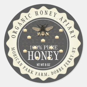 Honey Bee Seller Apiarist Vintage Black Classic Classic Round Sticker