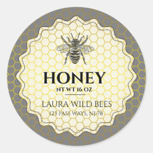 Honey Bee Seller Apiarist Vintage Gold Classic Ro Round Sticker