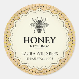 Honey Bee Seller Apiarist Vintage Gold Classic Round Sticker