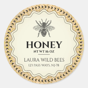 Honey Bee Seller Apiarist Vintage Gold Classic Round Sticker