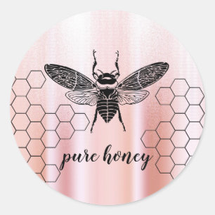 Honey Bee Seller Apiarist  Vintage Rose Gold Classic Round Sticker