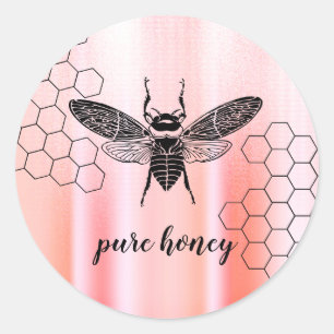 Honey Bee Seller Apiarist Vintage Rose Gold Classic Round Sticker