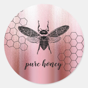Honey Bee Seller Apiarist  Vintage Rose Gold Classic Round Sticker