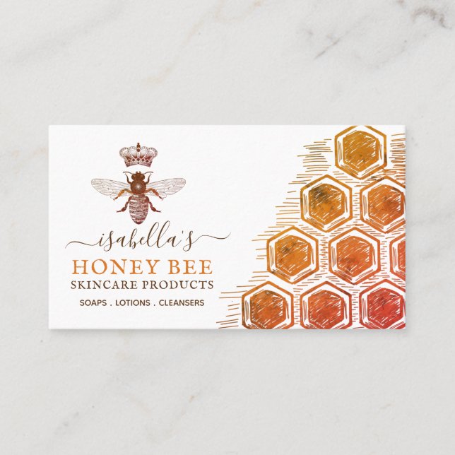 Honey Bee Skincare Amber Products Business Card (Front)