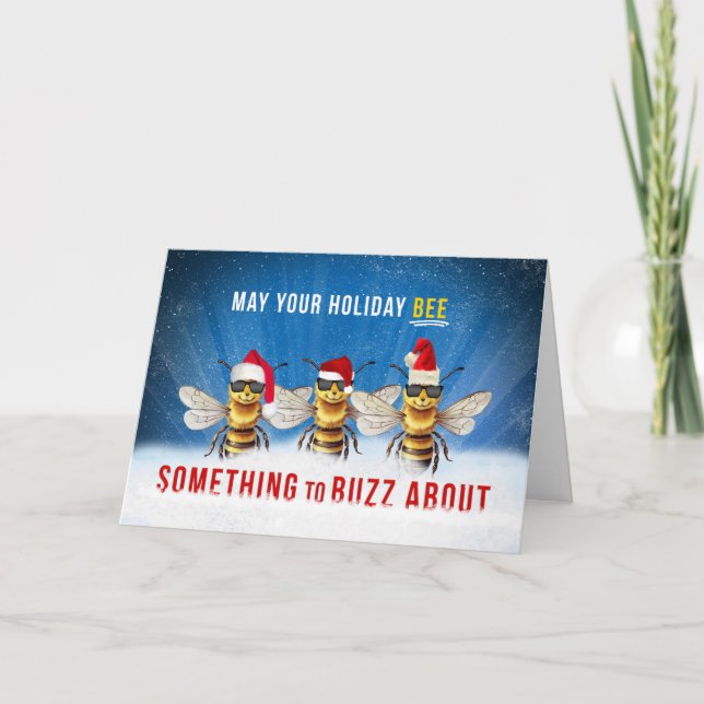 Honey Bee Something to Buzz About Christmas Holiday Card (Front)