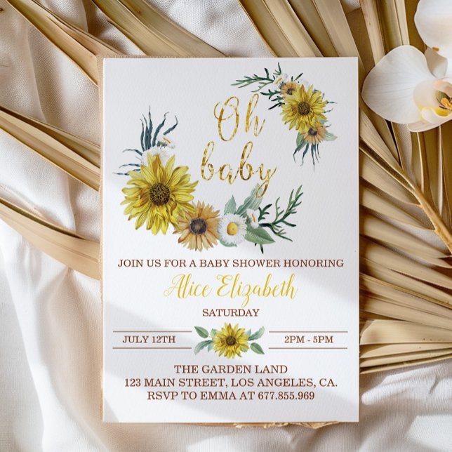 Honey Bee Sunflower Baby Shower Invitation (Creator Uploaded)