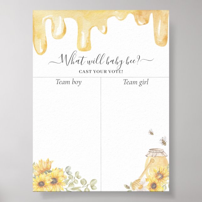 Honey Bee Sunflowers Gender Reveal Voting Chart (Front)