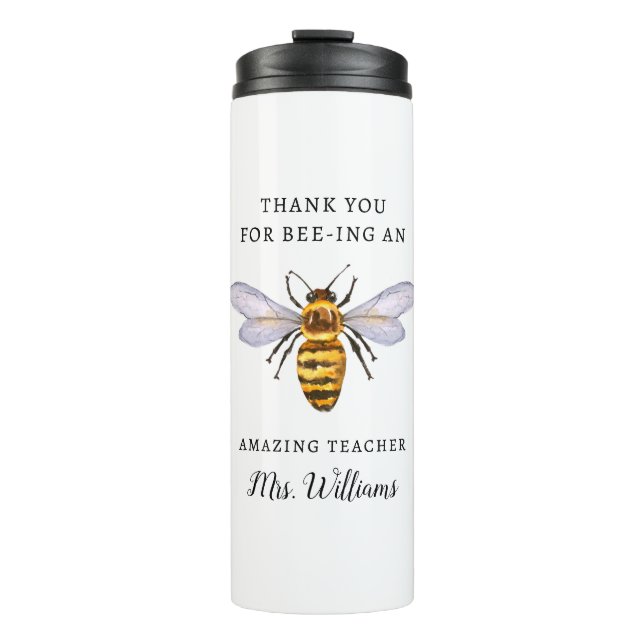 Honey Bee Teacher Appreciation Name Thermal Tumbler (Front)