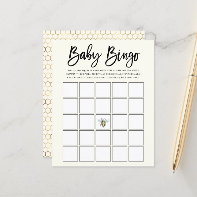 Honey Bee Theme Baby Bingo Game (Front/Back In Situ)