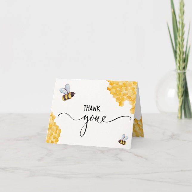 Honey Bee Theme Folded Thank You Card (Front)