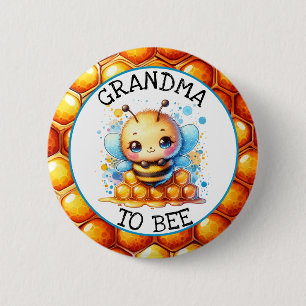 Honey bee themed Boy's Baby Shower Grandma to be 6 Cm Round Badge