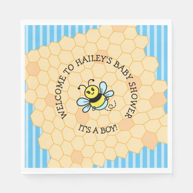 Honey Bee Themed Boy's Baby Shower  Napkins (Front)