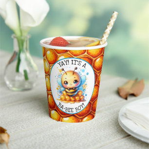 Honey bee themed Boy's Baby Shower Paper Cups