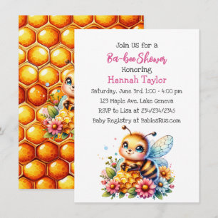 Honey bee themed Girl's Baby Shower  Invitation