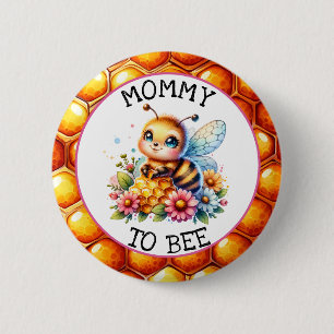 Honey bee themed Girl's Baby Shower Mum to be 6 Cm Round Badge