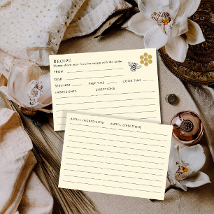 Honey Bee Themed Recipe For Bride Bridal Shower Enclosure Card