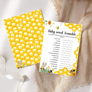 Honey Bee themes word scramble baby shower game