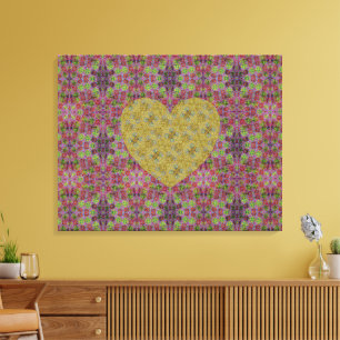 Honey Bee Trailing Rose Heart Encore Canvas Print