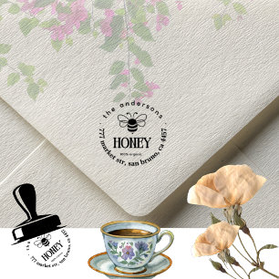Honey Bee Vintage Family Name & Return Address Rubber Stamp