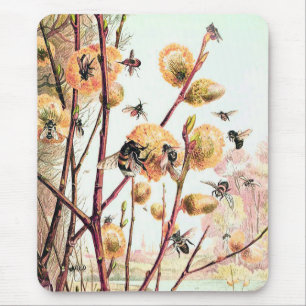 Honey bee vintage illustration mouse mat