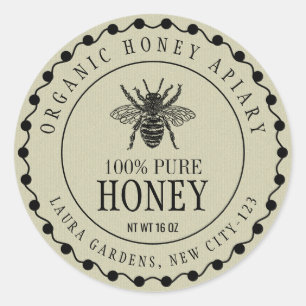 Honey Bee Vintage Jar Craft Paper Product Label