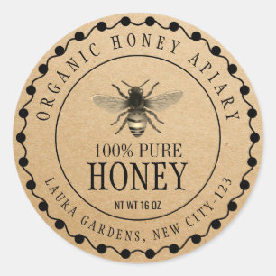 Honey Bee Vintage Jar Craft Paper Product Label