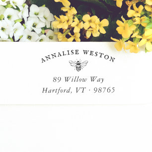 Honey Bee Vintage Whimsical Return Address Rubber Stamp