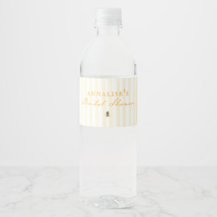 Honey Bee Vintage Yellow Stripes Bridal Shower Water Bottle Label