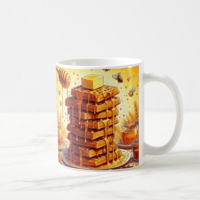 Honey Bee Waffle Stack Coffee Mug (Right)