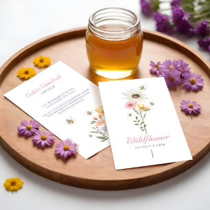 Honey Bee Watercolor Wildflowers Honey Farm Business Card
