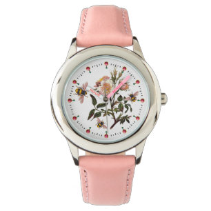 HONEY BEE ,WILD ROSES ,BEEKEEPER Floral Pink White Watch