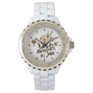 HONEY BEE ,WILD ROSES ,BEEKEEPER Floral Pink White Watch