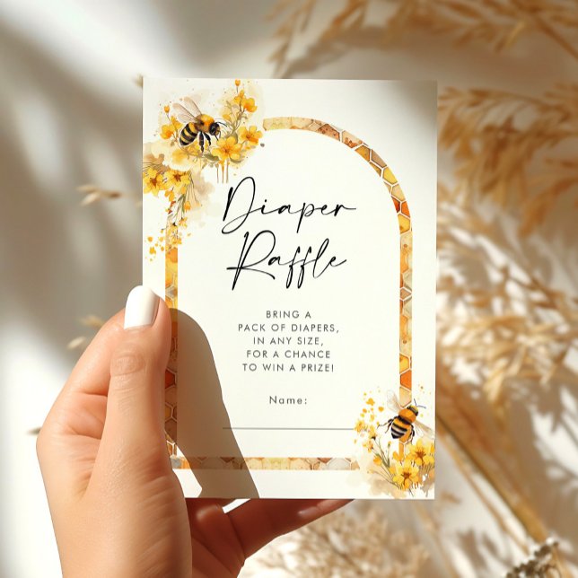Honey Bee Wildflower Baby Shower Diaper Raffle Enclosure Card (Creator Uploaded)