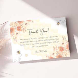 Honey Bee Wildflower Gender Neutral Baby Shower Thank You Card